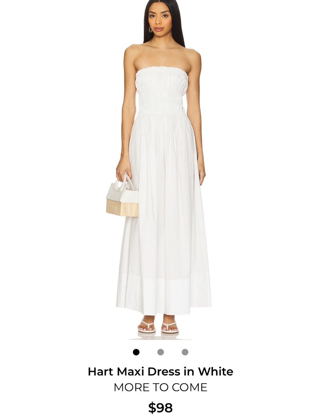 Strapless Smocked White Maxi Dress
